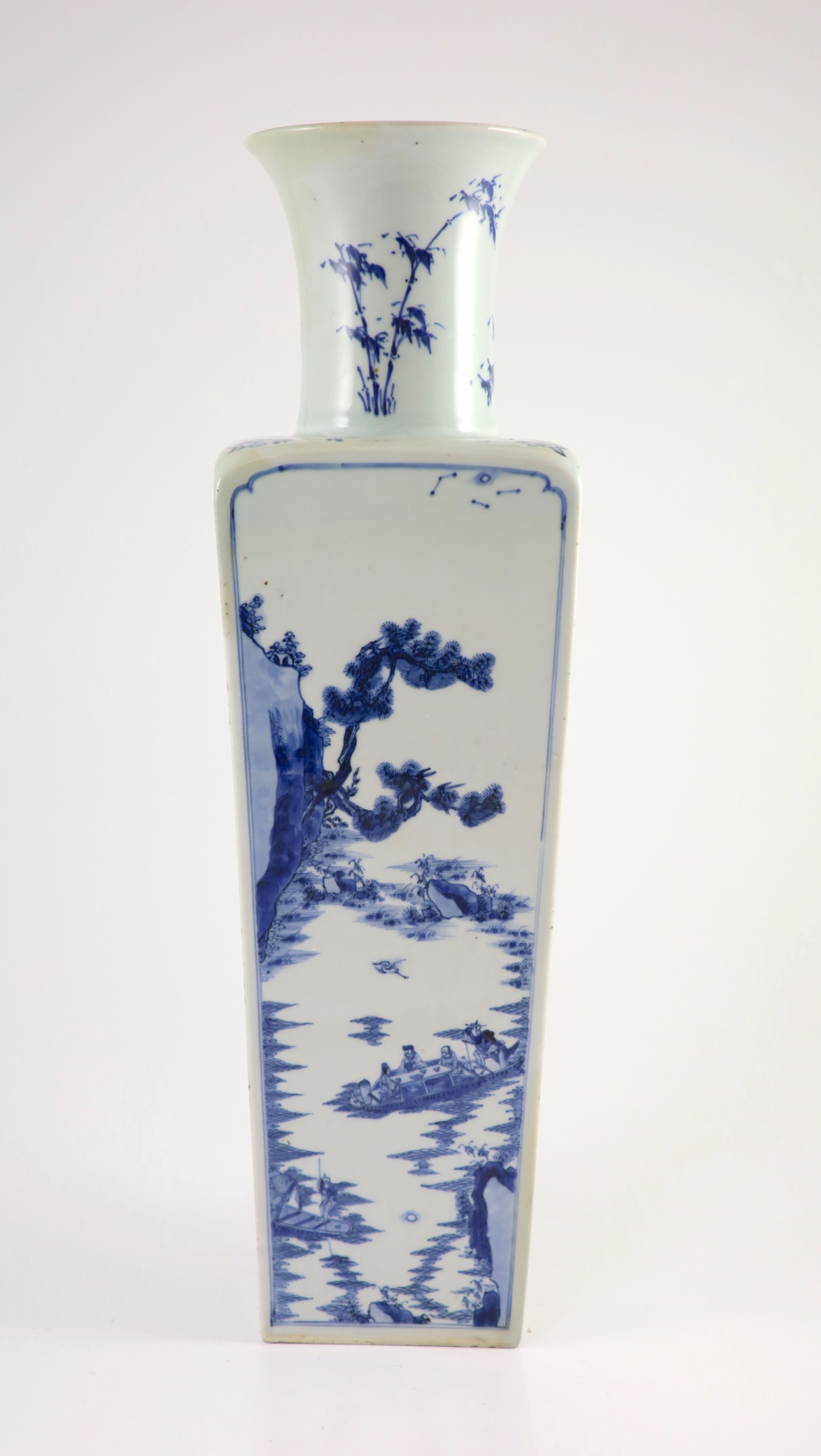 A large Chinese blue and white inscribed vase, late 19th/early 20th century, 49.5cm high, some restoration